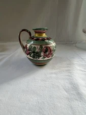 Vintage Unger-Keramik Handarbeit Hand Painted Pitcher Vase Pottery Flora 4” Tall