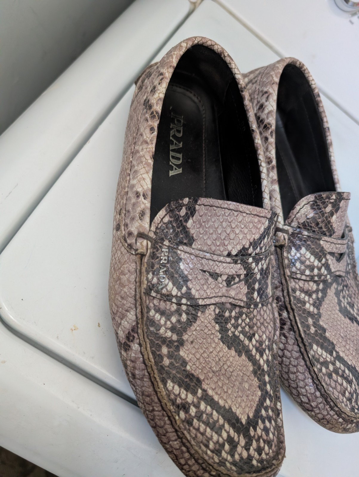 PRADA Leather PYTHON Snake PRINT Driving Loafer S… - image 5