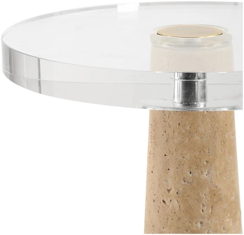 Uttermost 50076 Niari 9" Diameter Crystal and Travertine Accent - Crystal / - Picture 3 of 5