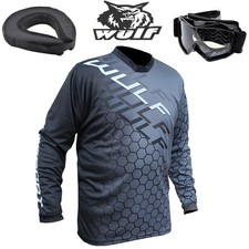 KIDS MOTOCROSS JERSEY WULF CUB OFF ROAD QUAD SHIRT GOGGLE & NECK ROLL NEW MX KIT