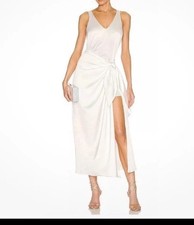 Show Me Your MuMu Hampton Wrap Slip Dress Ivory Luxe Satin Wedding/ Grad. XS