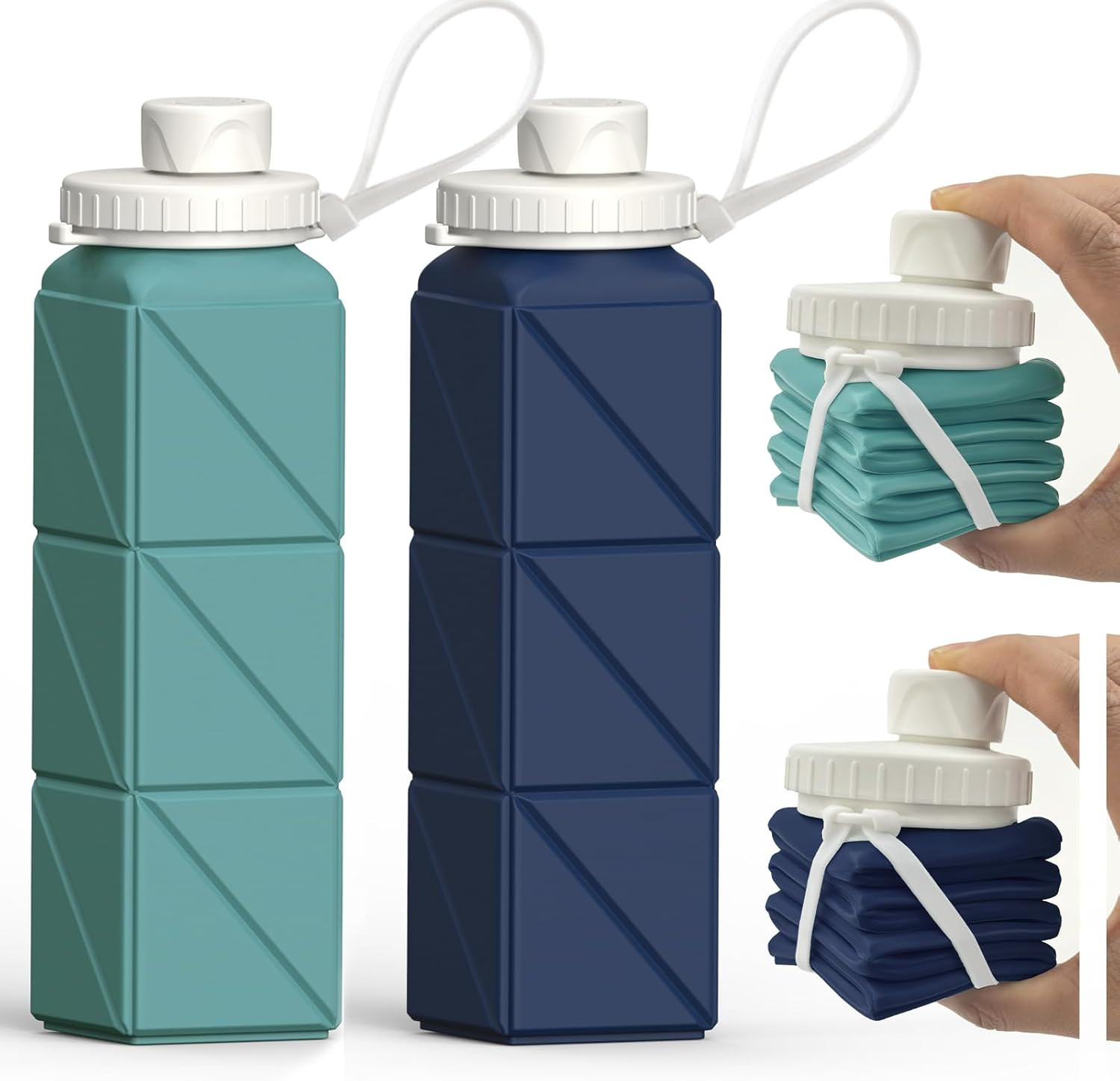 S 2 Pack, Silicone Foldable Portable Travel Water Bottle
