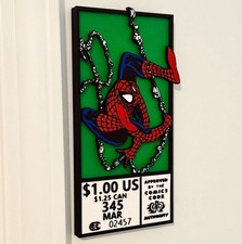 Spider-Man Marvel Hanging Corner Box Logo 3D Printed Comic Art Sign Wall Mount