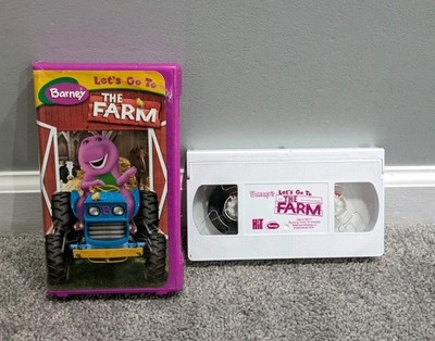 Barney Lets go to the Farm VHS Tape 2005 Mini Purple Clamshell White Tape TESTED