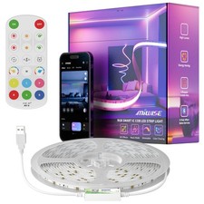 5V USB COB LED Strip Lights,RGB Smart IC LED Strip with App Control,Bluetooth...