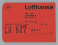 Lufthansa First Class Boarding Pass Airline Vintage Flight LH 627 Germany