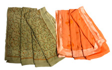 Embroidered Fabric Dress Sari Indian Women Wrap Dress Lot of 2 Wholesale Saree
