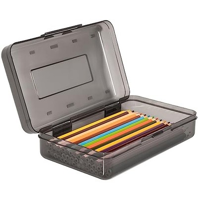 Pencil Box, Large Capacity Pencil Case, Plastic Pencil Boxs for Kids Girls Grey