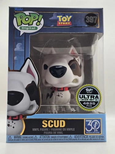 Funko Pop! Digital #397 Toy Story Scud Dog 30th Ann Ultra LE 4,835 + Protector