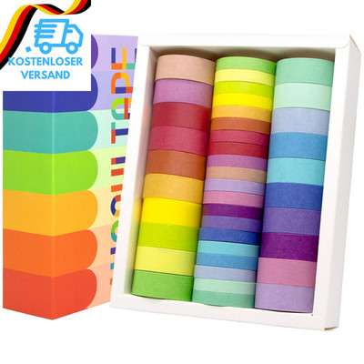 Washi Tape Set 40 Rollen - Regenbogenfarbenes Dekoband Für Scrapbooking, Bullet