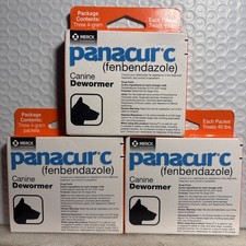 Lot Of 3 Panacur C- 4 gram Packets 3 Per Box- Canine 40lbs Dewormer Treatment
