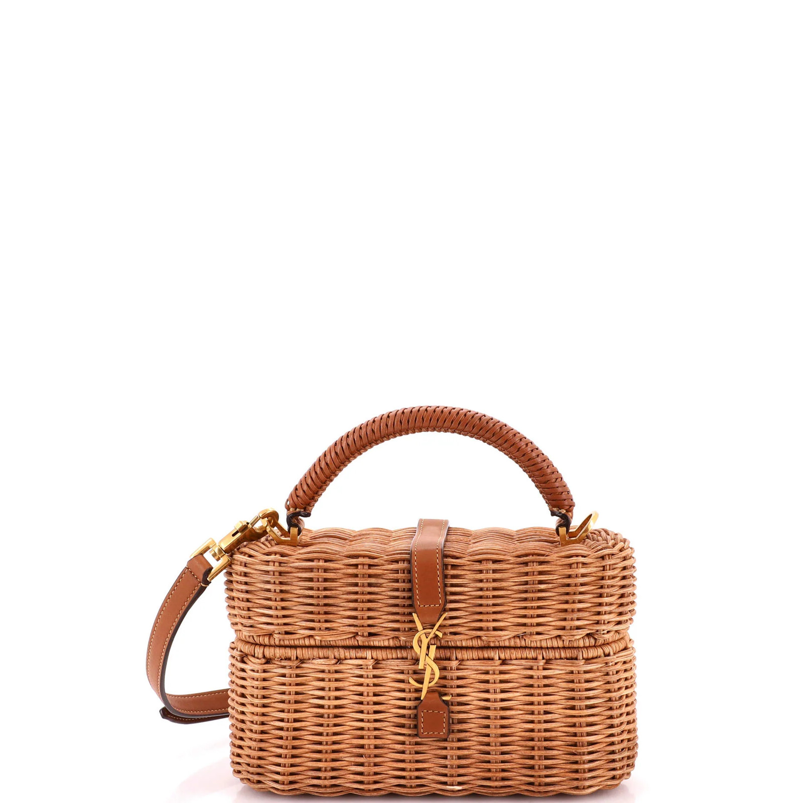 Saint Laurent Gaby Top Handle Vanity Bag Wicker with Leather