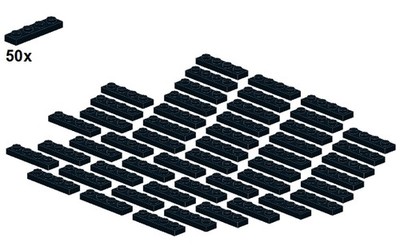 LEGO  - Plates - Black - 3710-04 - 1x4 (50Stk) - Platte - Schwarz