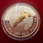 1 Troy OZ .999 Silver 2015 Perth Mint Kookaburra Coin - Goat Privy &24K Gilding