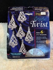 The Beadery Craft Products 6 pc Ornament Kit Crystal Twist Christmas DIY NOS