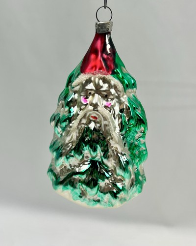 Antique Vintage Santa Claus Elf Head Face Hiden In Christmas Tree Glass Ornament - Picture 3 of 9