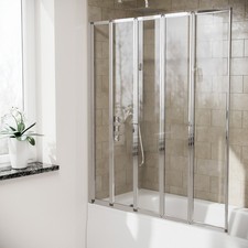 5 Fold Folding Over Bath Shower Bath Screen | Collapsing Glass Door Panel Hydra