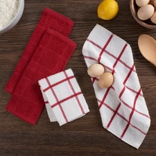 Mainstays Red Sedona 4-Pack 12”x12” Woven Dish Cloths, Kitchen Towels, Durable