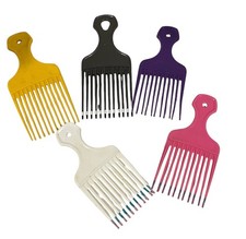 80s 90s Vintage 5 Hair Lift Comb Picks Yellow Gray Pink Color Dip