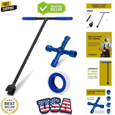 17'' Water Meter Key - Professional Garden and Plumbing Tool for Opening and C...