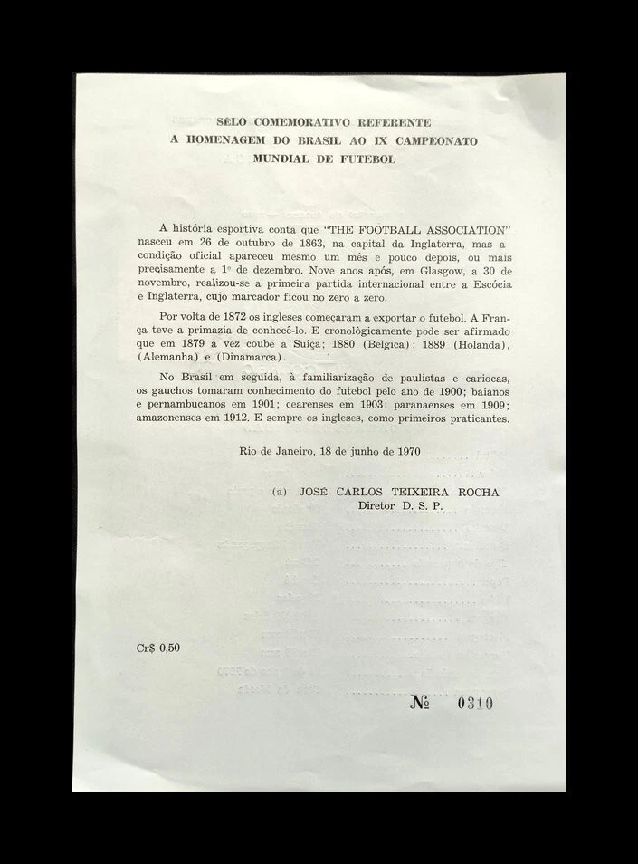 Copa Mundial México FIFA Brasil 1970 emisión de sellos y FDC Foto 2 de 4