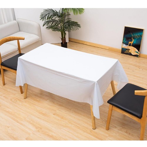 4 Pack Rectangular Tablecloths 54x108 Inch Plastic Disposable Dining Table Cover - Picture 3 of 4