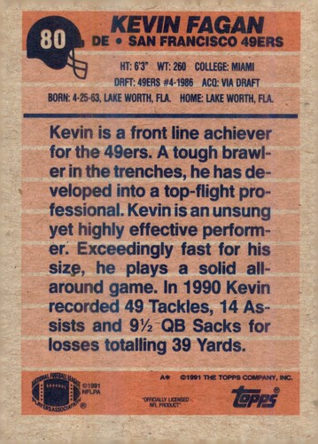 S8R1: 1991 Topps Football Card #s 1-319 - Picture 121 of 493