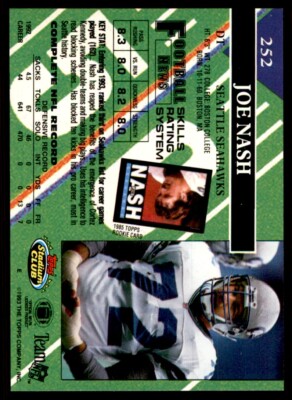1993 STADIUM CLUB JOE NASH SEATTLE SEAHAWKS #252 | eBay