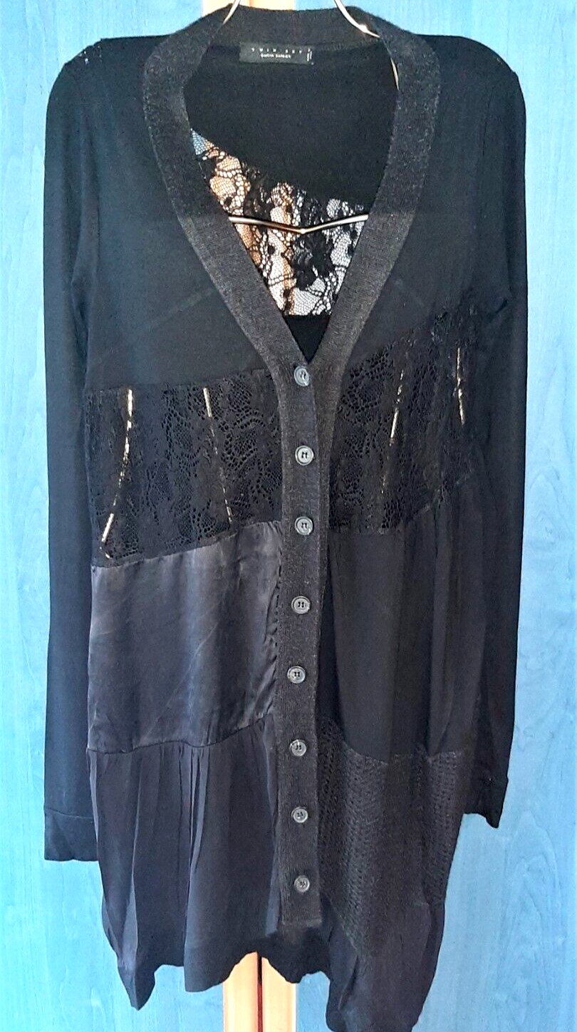 * TWIN SET SIMONA BARBIERI * WOMEN ' S LAGENLOOK STYLE CROCHET TUNIC  SIZE M