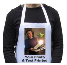 Personalised Apron Photo & Text Print White Adults Fun Kitchen Gift Christmas