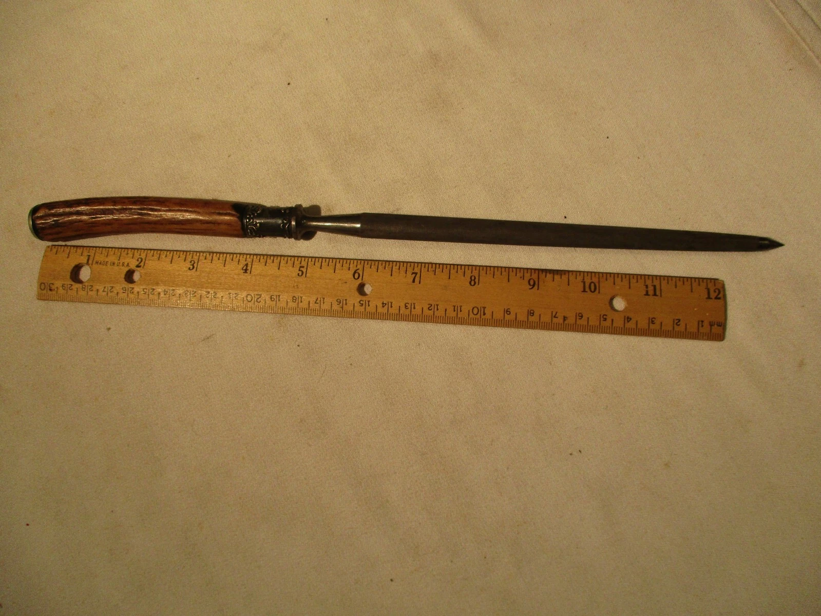VINTAGE SHAROENING ROD HONING STEEL STAG BONE HANDLE ?