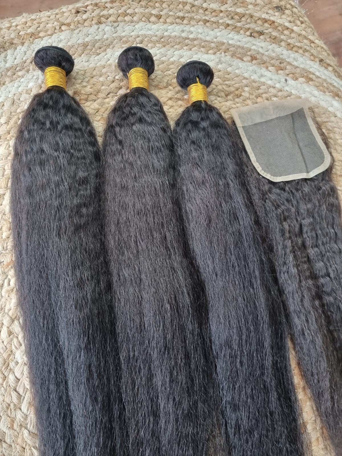 12A 28+28+28&20INCH CLOSURE BRAZILIAN VIRGIN HUMAN HAIR KINKY STRAIGHTS 350g 1B#