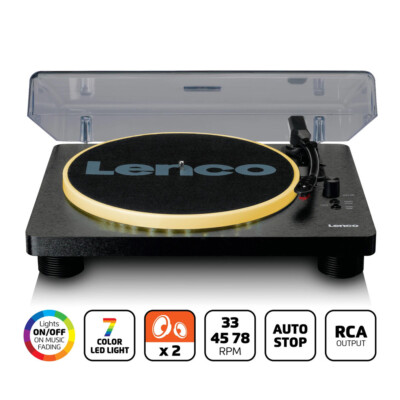 Lenco LS-50LED Turntable Vinyl Record Player w/LED Light/Built-in