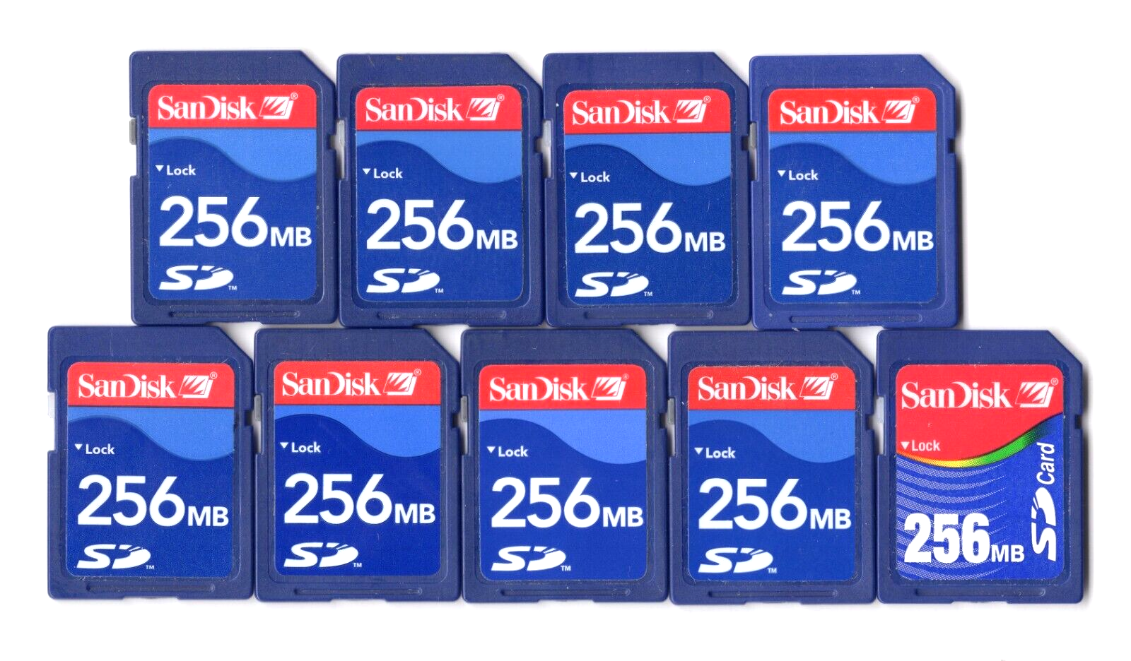 Lot Of 9x SanDisk 256MB MEGABYTE SD Camera Memory Cards