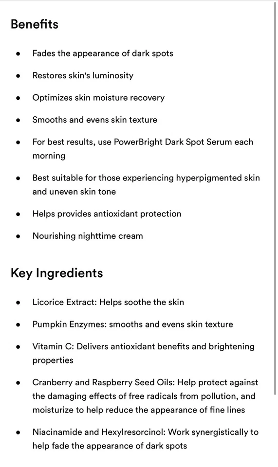 🔥🔥Dermalogica🔥🔥 Crema de noche Powerbright 1,7 oz nueva en caja. Dark Spot Fader. Foto 3 de 4