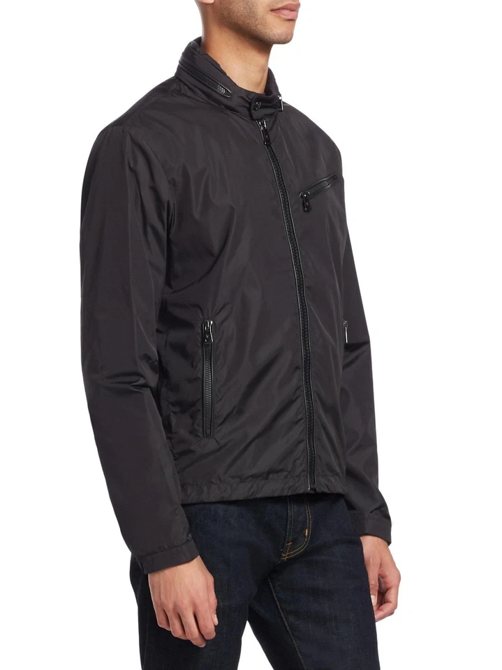 $1,495 Ralph Lauren 紫色标签黑色连帽 Russo 皮革装饰科技夹克全新带标签 — 第 2/4 张图片