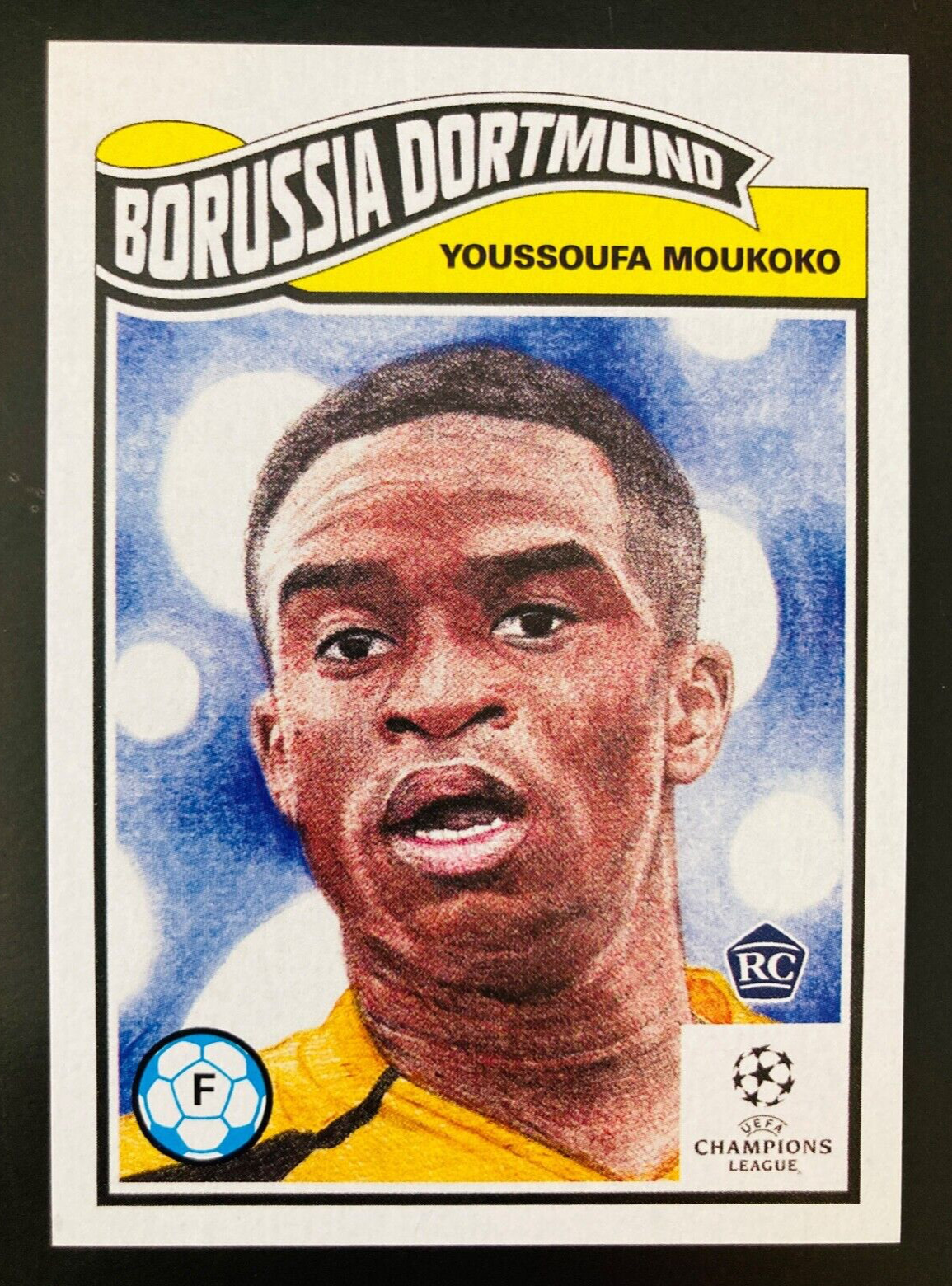 2020 Topps UCL Living Set # 256 Youssoufa Moukoko Borussia Dortmund rookie card