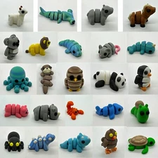 3D Printed Critter Fidgets, Mini Animal Figurines, Flexible & Articulated