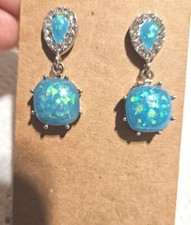 BLUE TURQUOISE DANGLING EARRINGS - FREE SHIPPING
