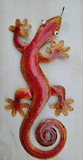 GECKO METAL WALL HANGING LIZARD POOL PATIO DECOR BEACH TROPICAL TIKI 18" LIZARD