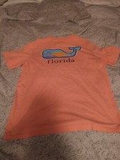 VINEYARD VINES T-Shirt Large 16 Pocket Whale logo ocean Peach Unisex cotton
