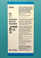 UNITED AIRLINES SAFETY CARD--727-1991