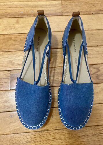 Rockport Espadrilles Women’s Denim Seaview Bungee Chambray Low Heel Size 9.5