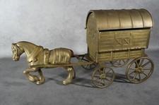 große Messing Kutsche Planwagen mit Pferd mit Schatulle 50cm 5,6Kg