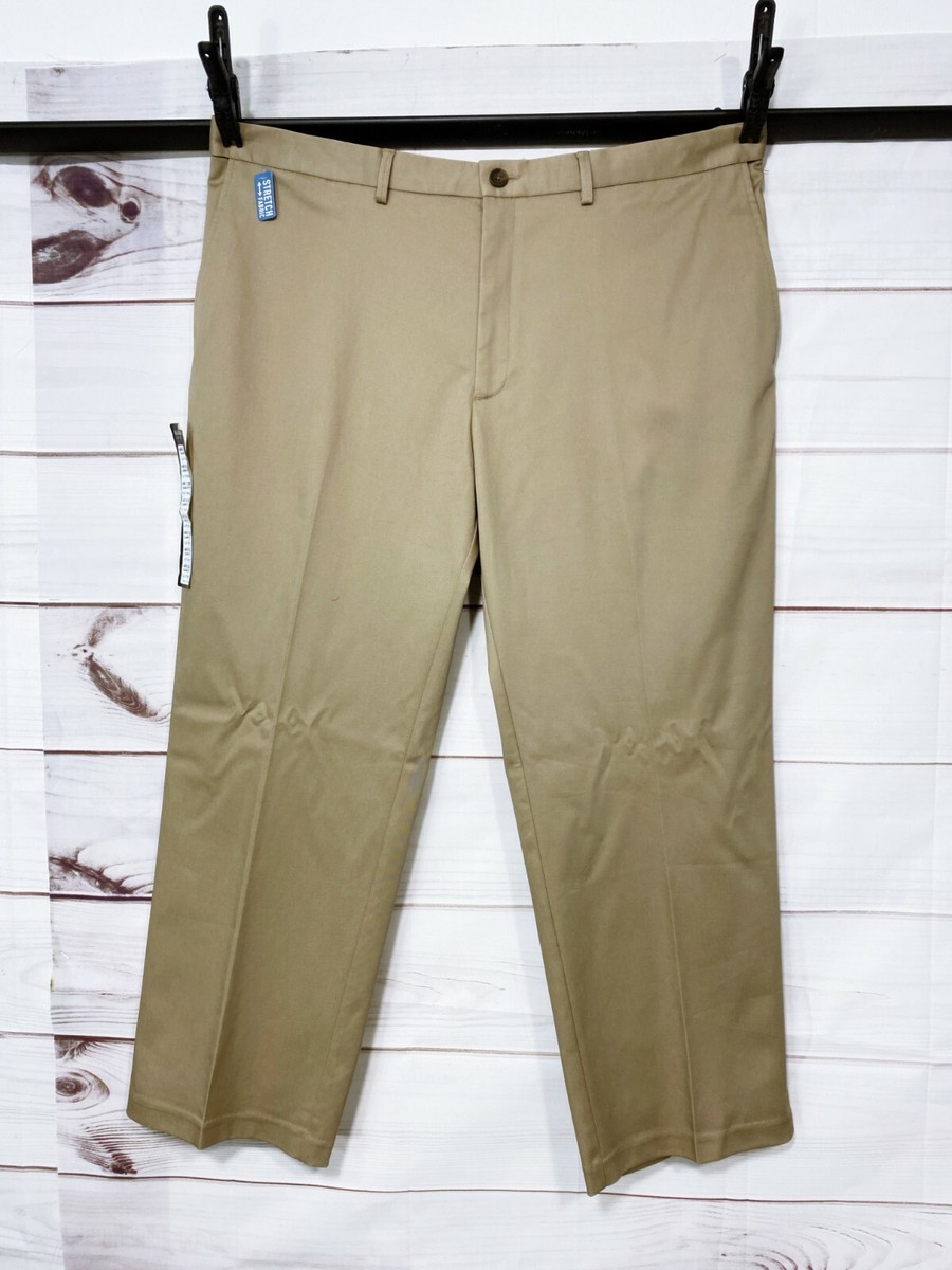 Haggar Mens Premium No Iron Khaki Pants Size 44X29 Classic Fit Flat Front