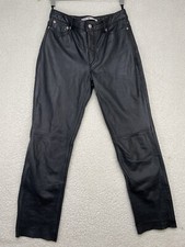 Tommy Hilfiger Leather Pants Womens 6 Black Lined Vintage Y2K Retro 2000 Biker
