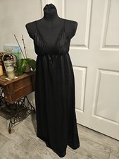 VTG VINTAGE VAL MODE Black NIGHT GOWN MAXI PEIGNOIR LACE M MEDIUM USA MADE