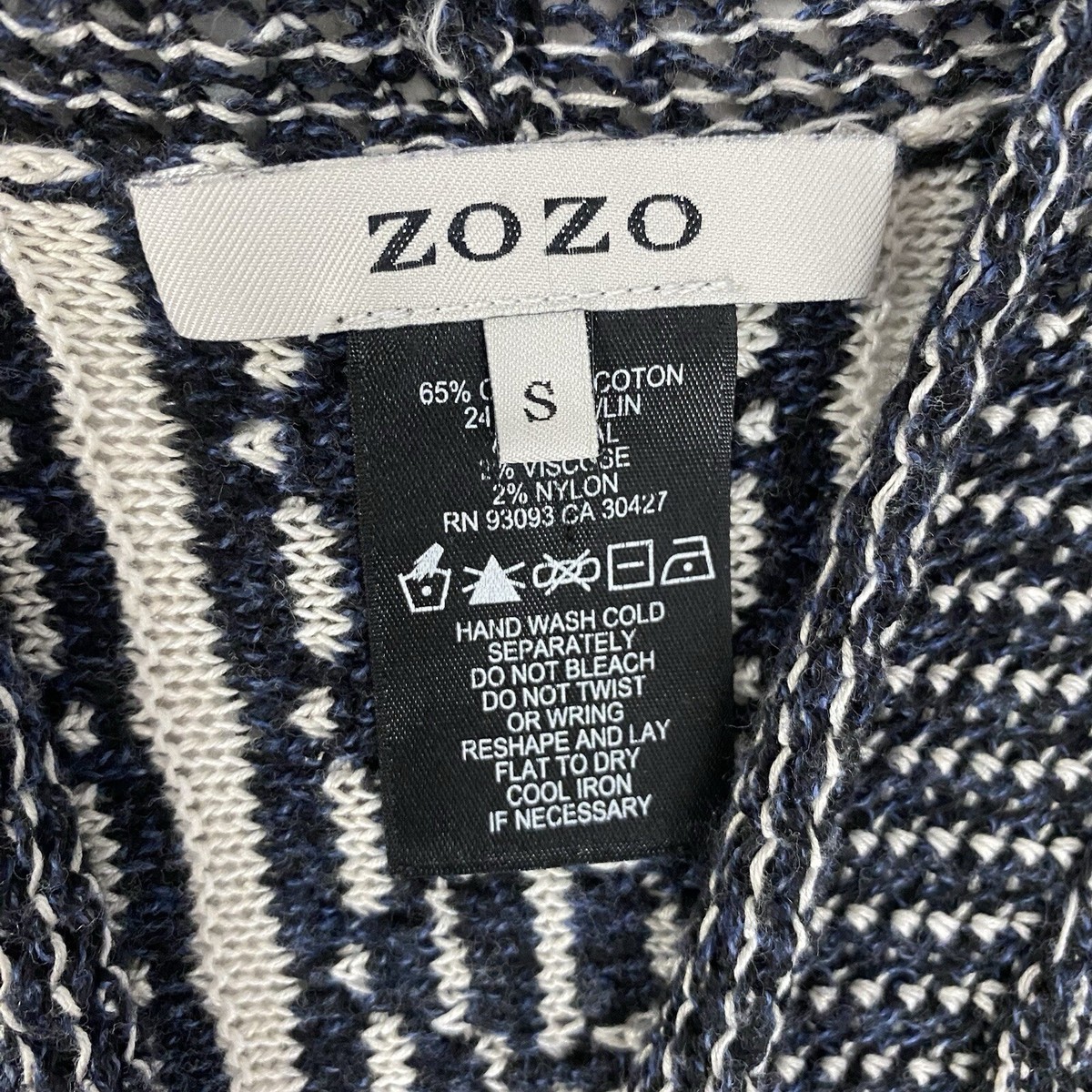 Zozo Sweater Womens Small Cardigan Pointelle Knit Black White