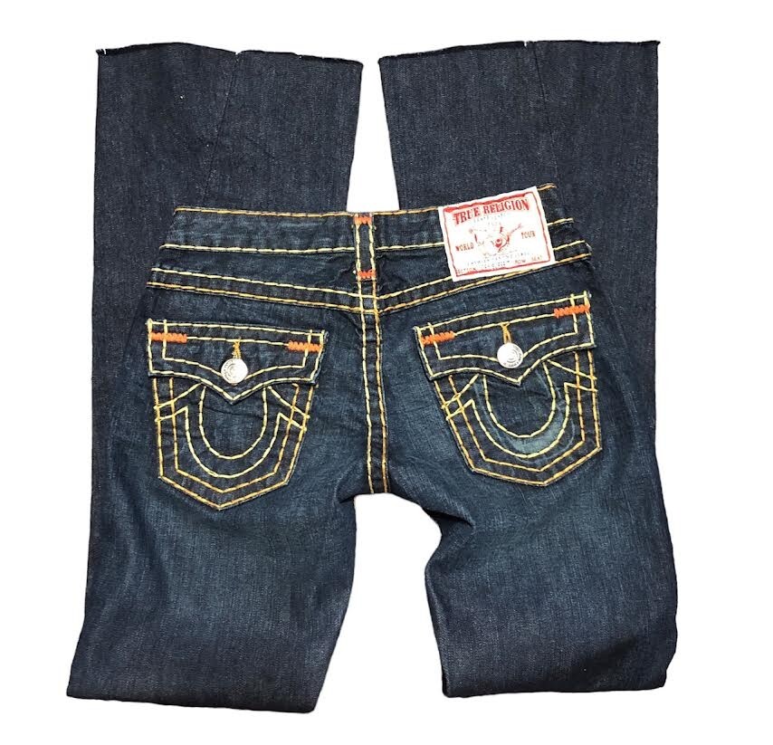 【希少】True Religion Joey Super T 太ステッチ　フレア VINTAGE True Religion Joey Super T Yellow Stitch Flare Denim