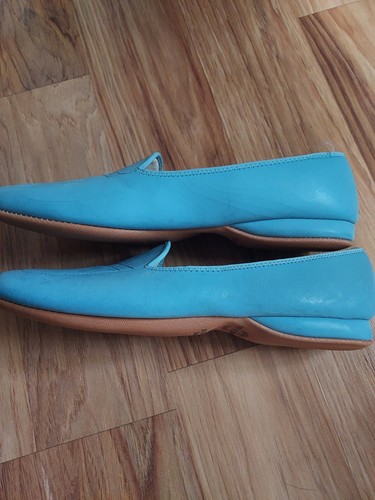 Daniel Green Comfy Slippers Size 7D Light Blue Leather Upper Slip On Flat Shoes - Picture 10 of 11